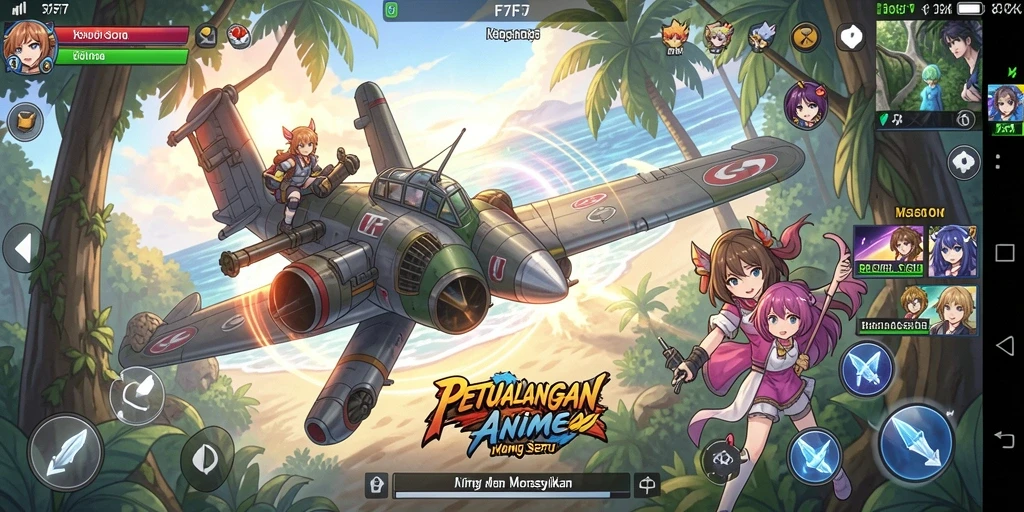 Tangkapan layar F7F7 menampilkan karakter anime dalam aksi pertarungan yang dinamis.