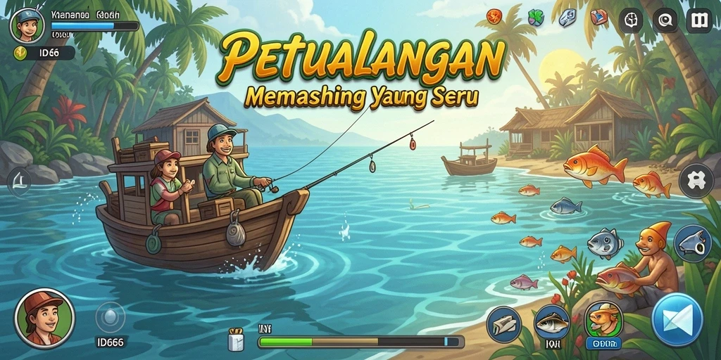 Tampilan gameplay ID66 dengan suasana memancing yang menakjubkan.