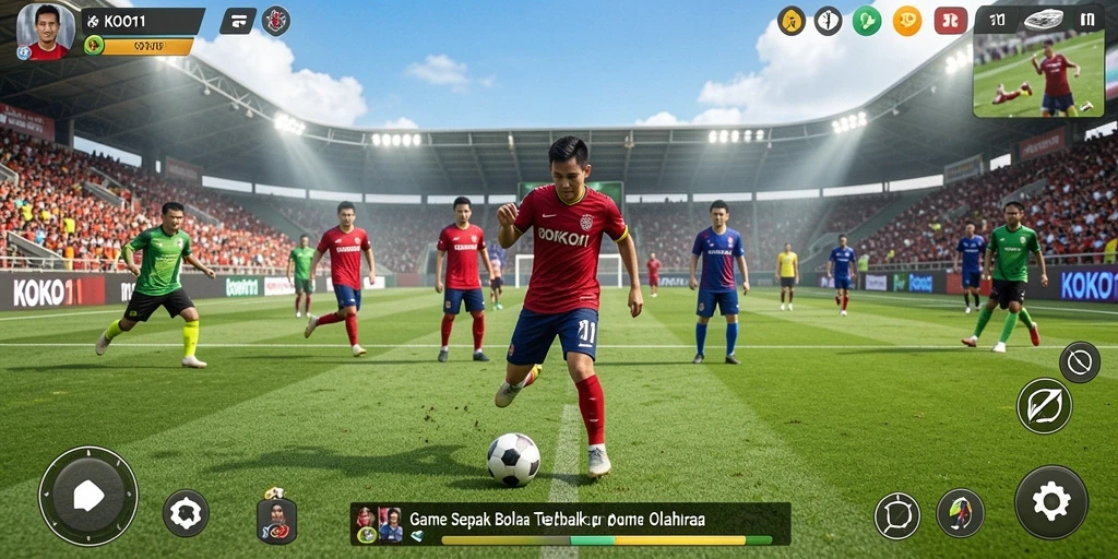 Tampilan gameplay KOKO11 dengan aksi sepak bola yang mendebarkan.
