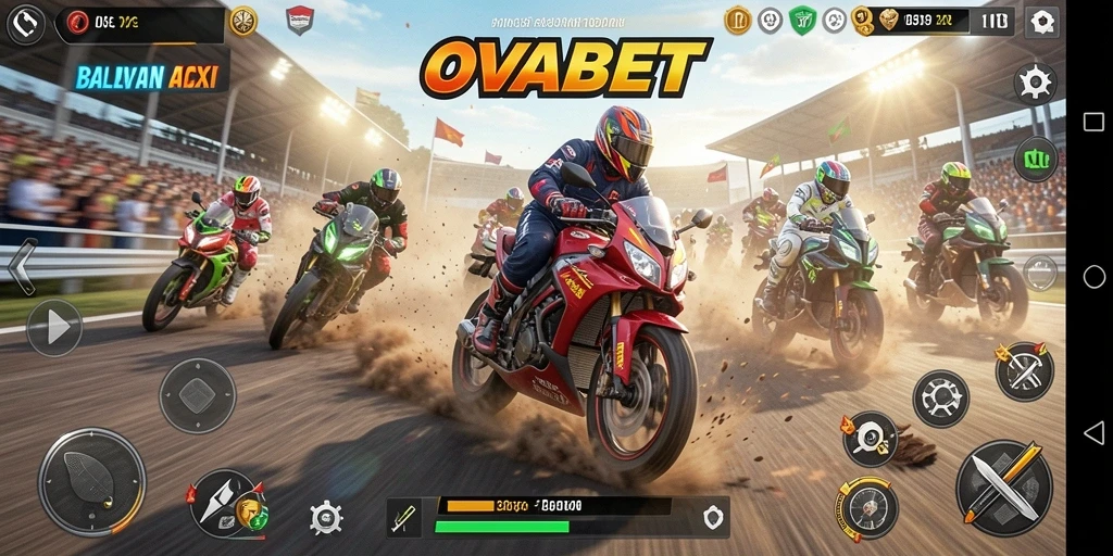 Tampilan gameplay balap motor yang seru di OVABET.
