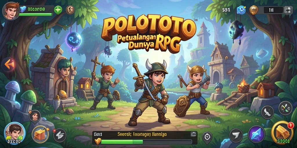 Tangkapan layar gameplay POLOTOTO menampilkan pertarungan epik di dunia RPG.