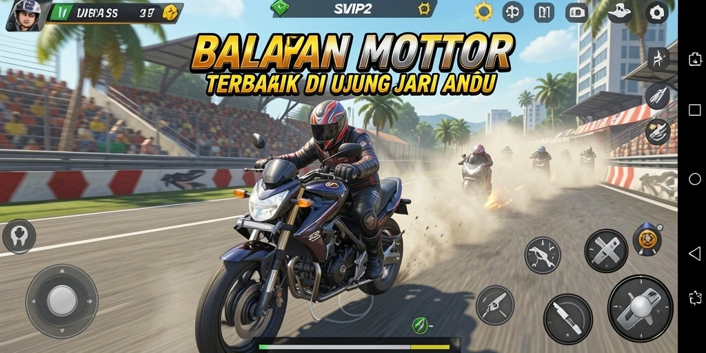 Gameplay seru dari SVIP2 yang menampilkan aksi balapan motor.