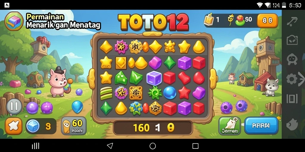Tampilan gameplay TOTO12 menampilkan tantangan puzzle yang seru dan menarik.